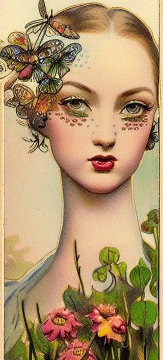 Antique vintage postcard, too long woman