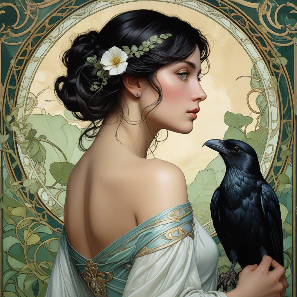 Art Nouveau Portrait of Aphrodite with Ethereal Glow