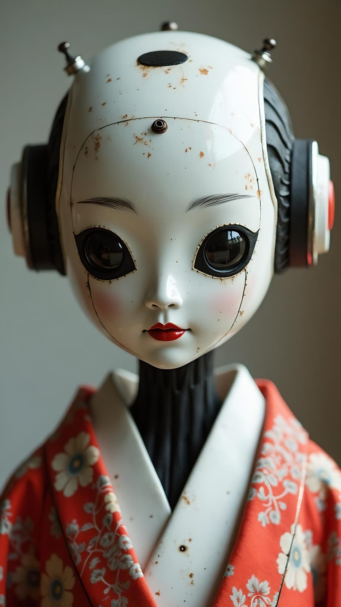 Android Geisha with Mechanical Details in Yuri Shwedoff Styl...