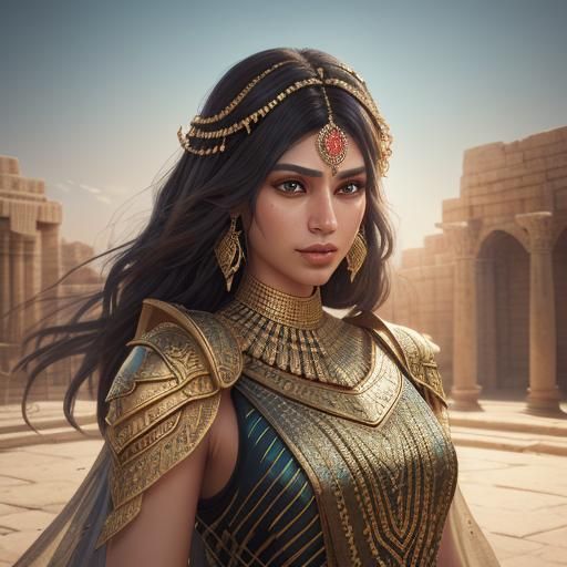 Mesopotamian King Portrait in Digital Art Style