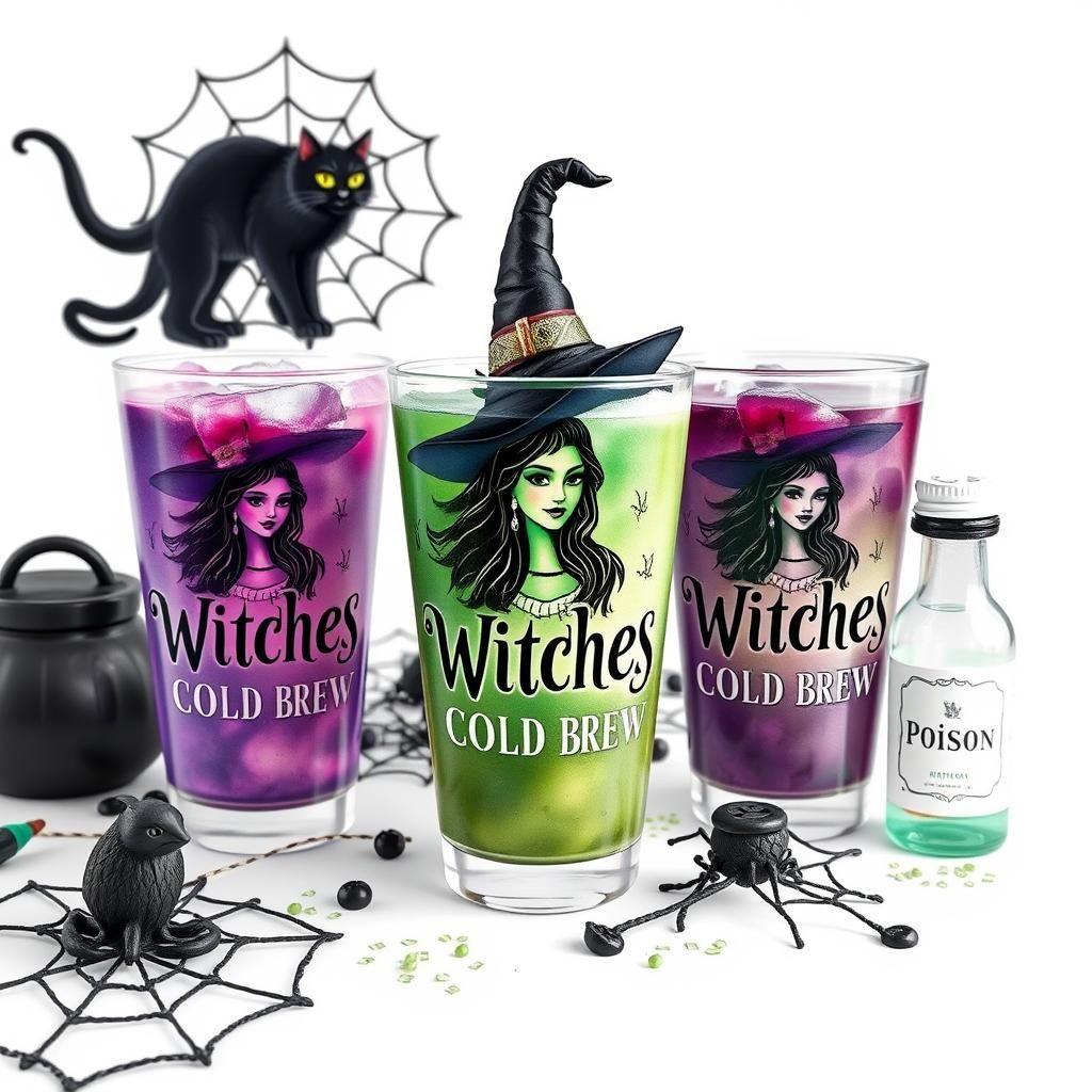 Whimsical Witches Cold Brew Drinks in 3D Digital Art
