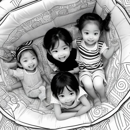 Children Playing: Simple Coloring Book Page