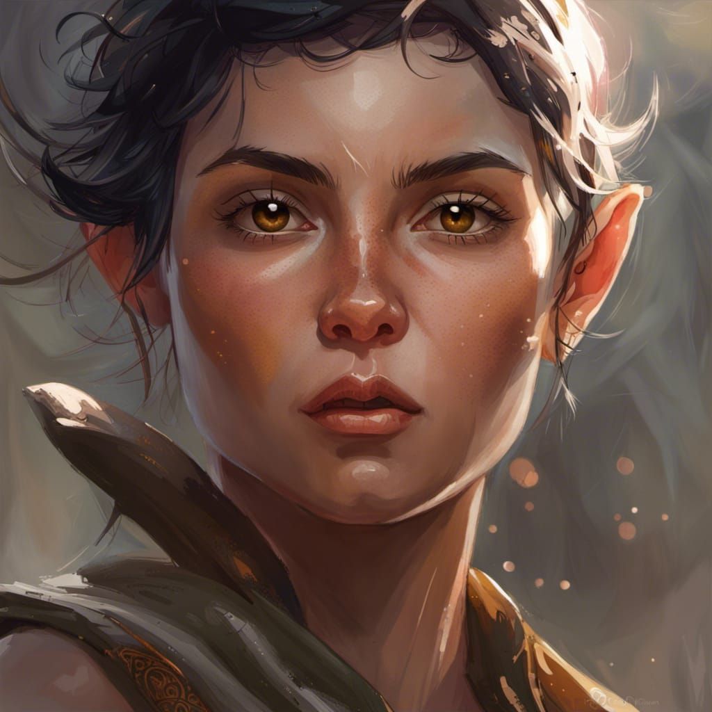 Intricate Portrait of an Elf Monk Girl Warrior