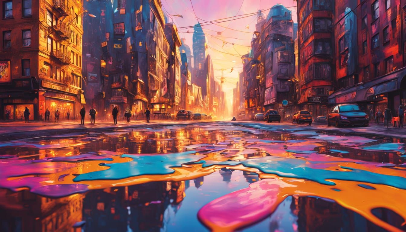 Futuristic Metropolis Soars with Vibrant Airships in Neon-Li...