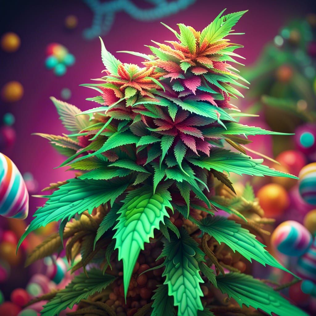 Marijuana Plant in Candyland Art Style