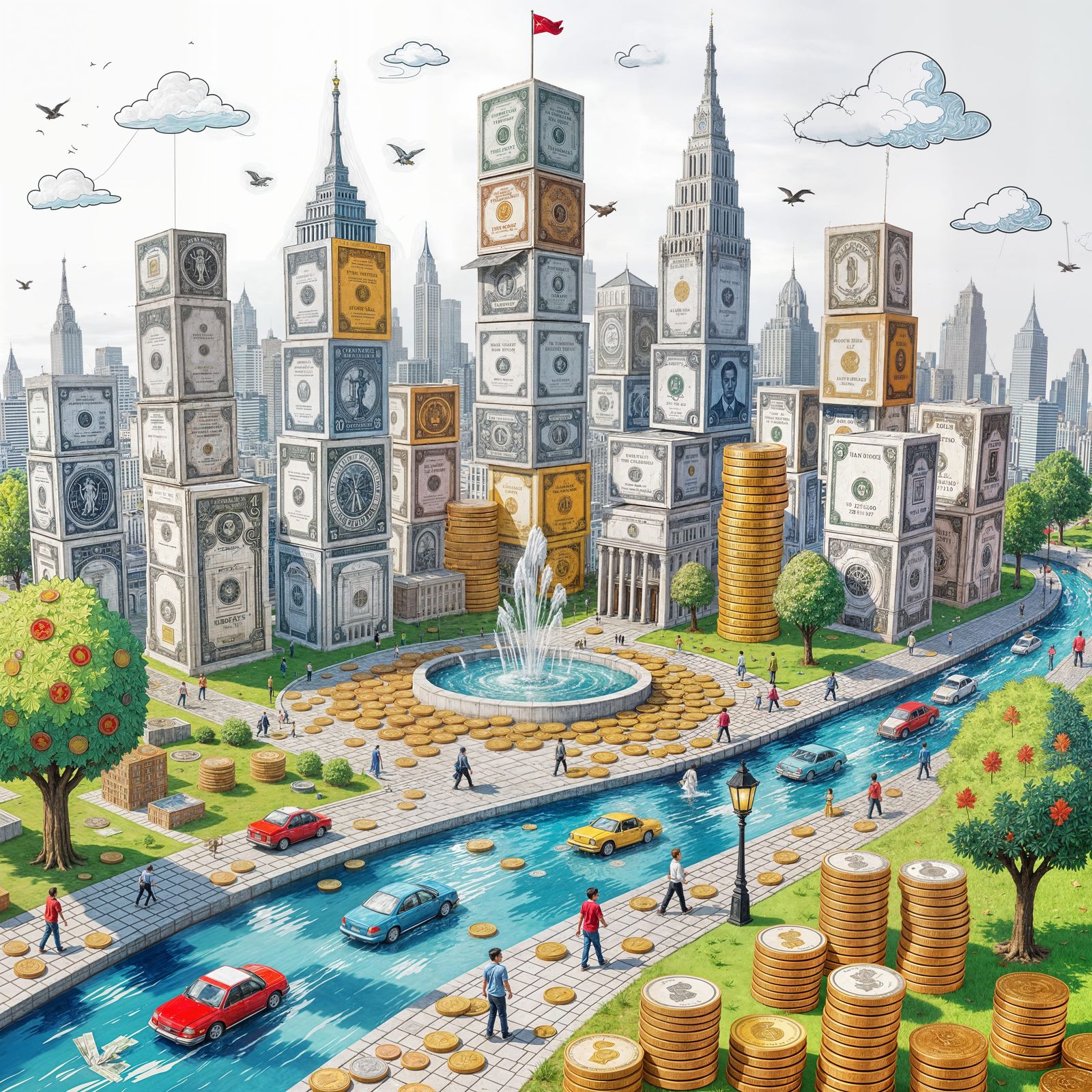 Money City: Buildings of Bills and Coins