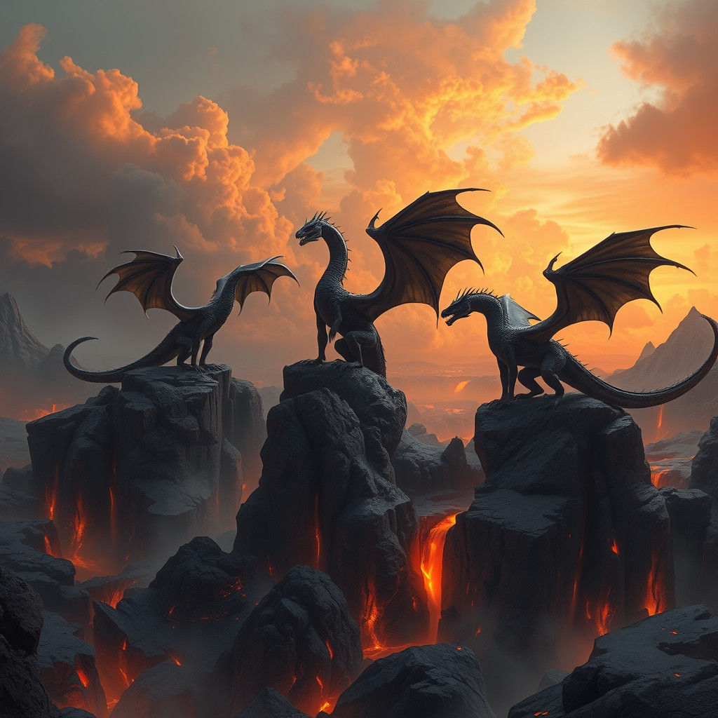 Wingless Dragons on Volcanic Outcrops