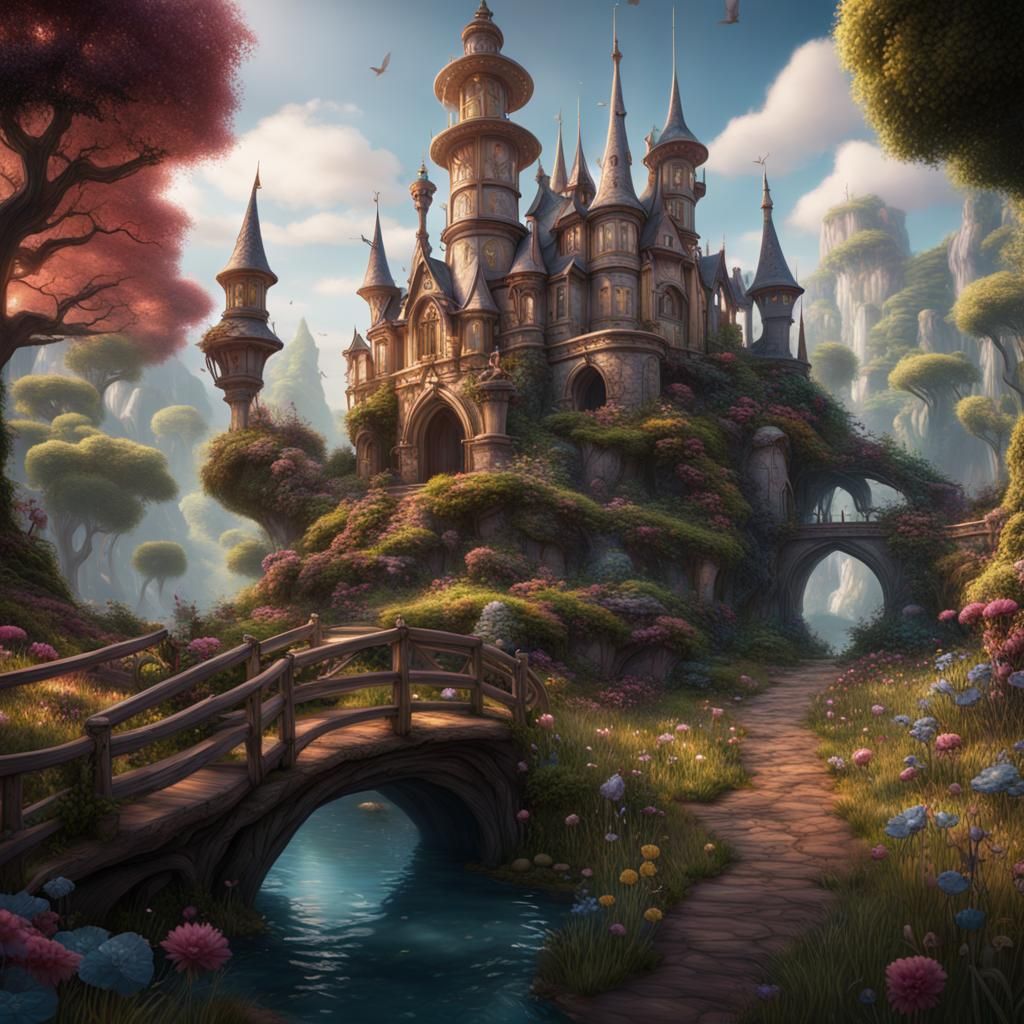 Whimsical Fairy Wonderland in Detailed Matte Painting