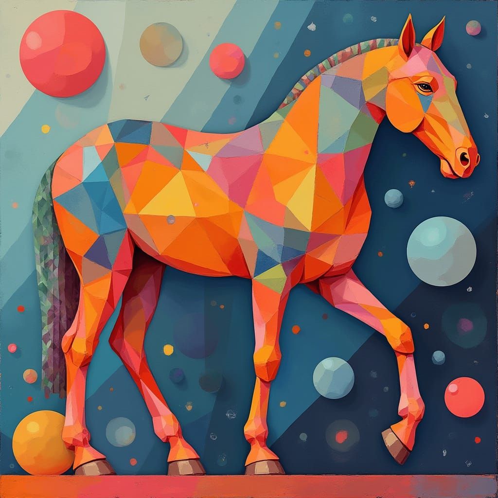 Geometric Horse in Futuristic Abstract Style