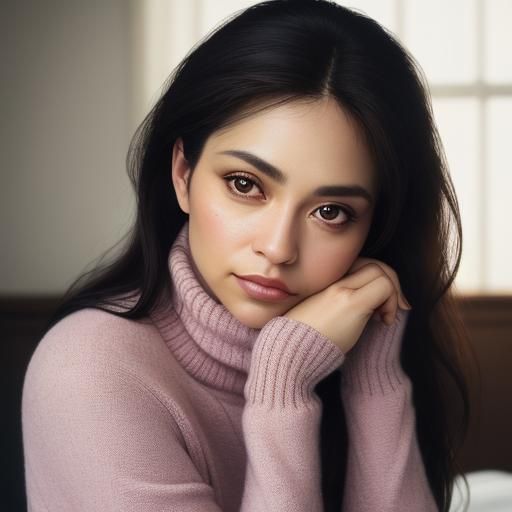 Young Woman Portrait with Soft Lighting and Bokeh