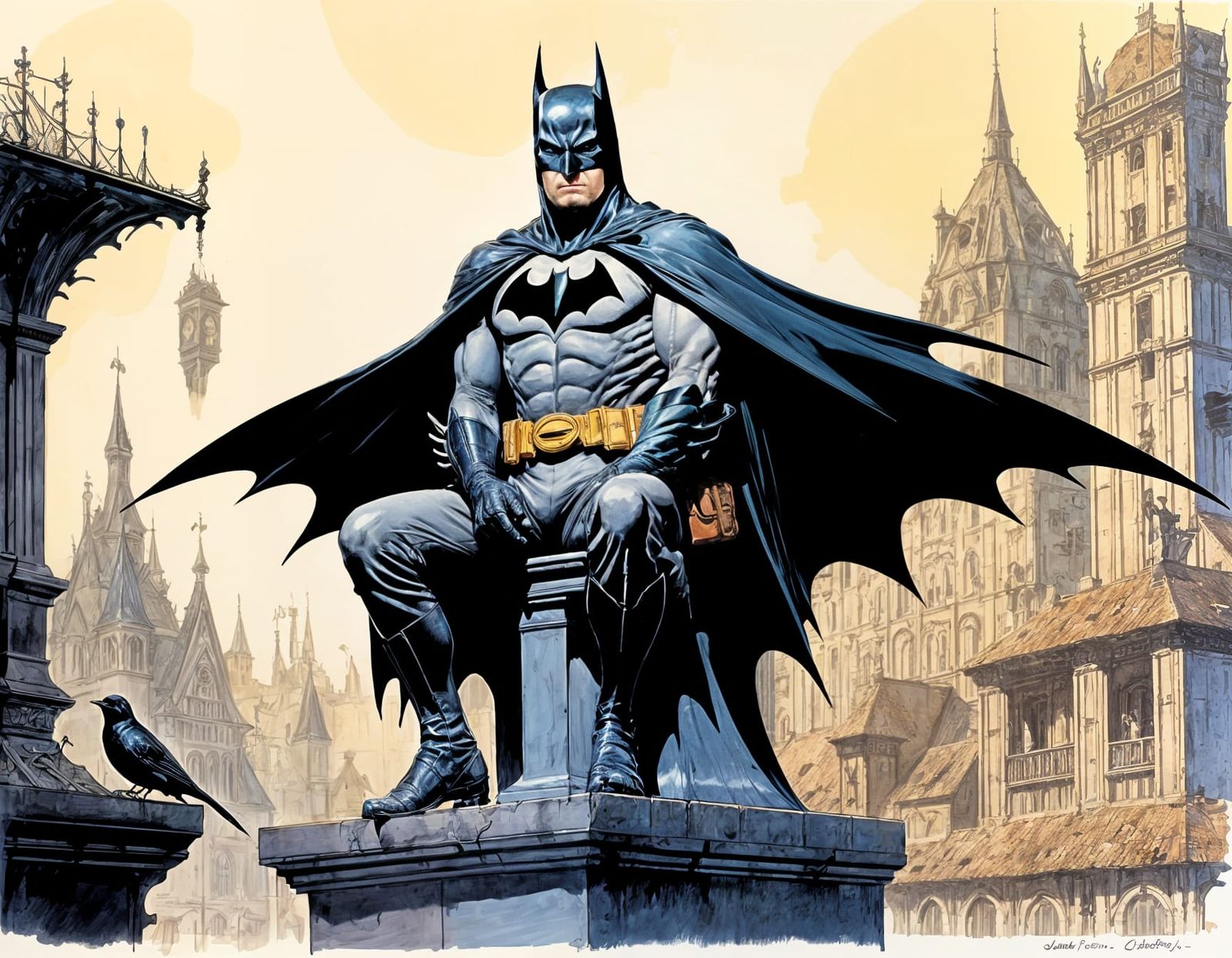 Batman with Masked Robin: Moebius Concept Art