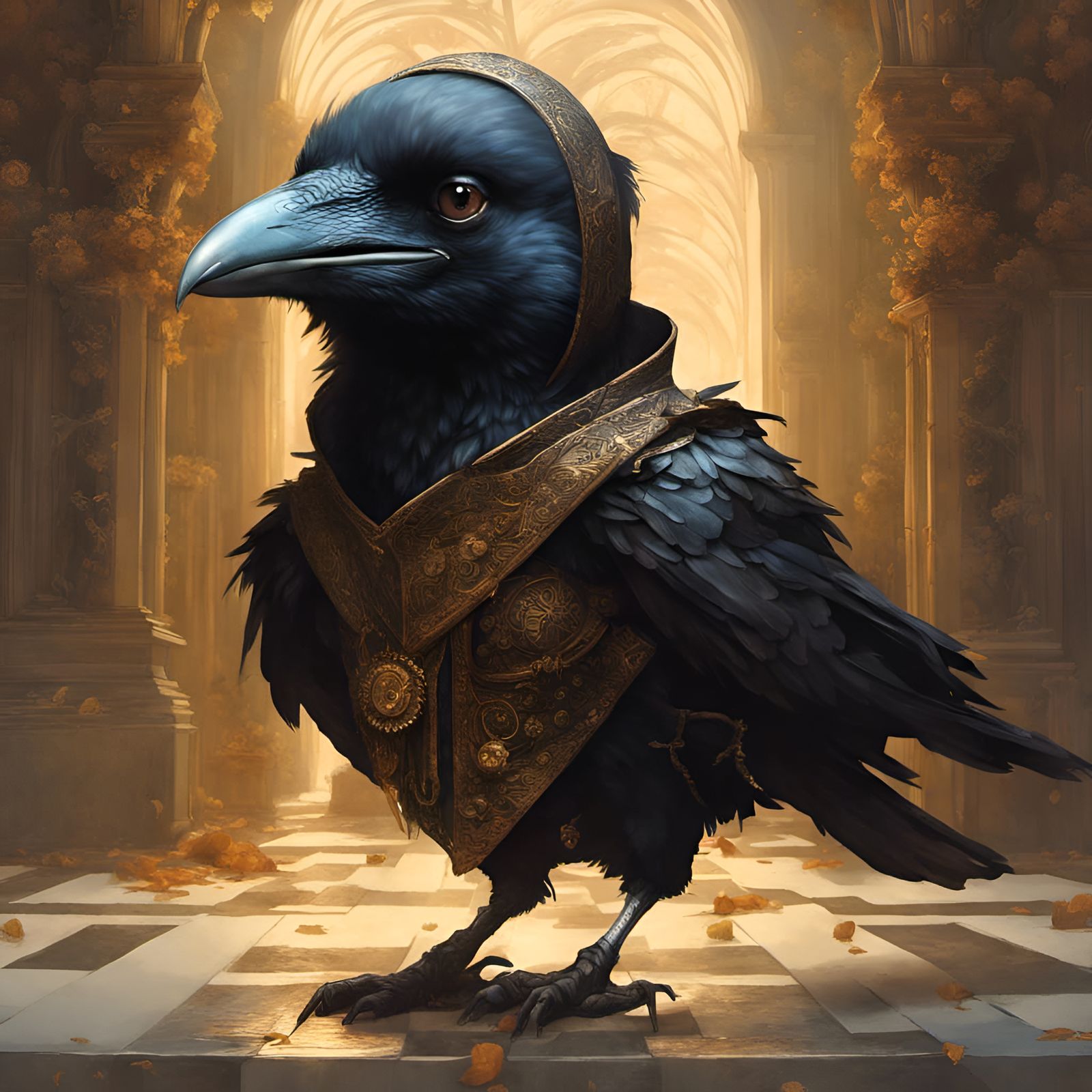 Chibi Crow as Mona Lisa, 3D Rendered