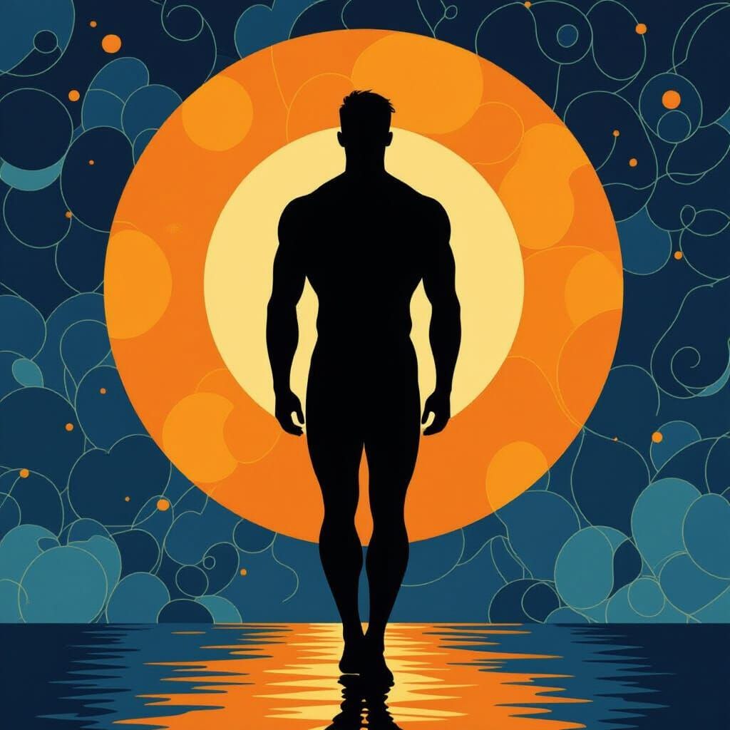 Masculine Silhouette in Vibrant Gradient Background