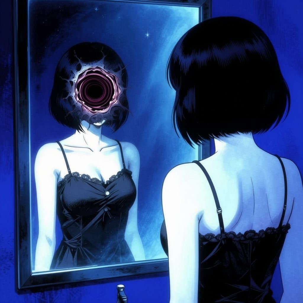 Abstract Spiral Hole in Face Reflection