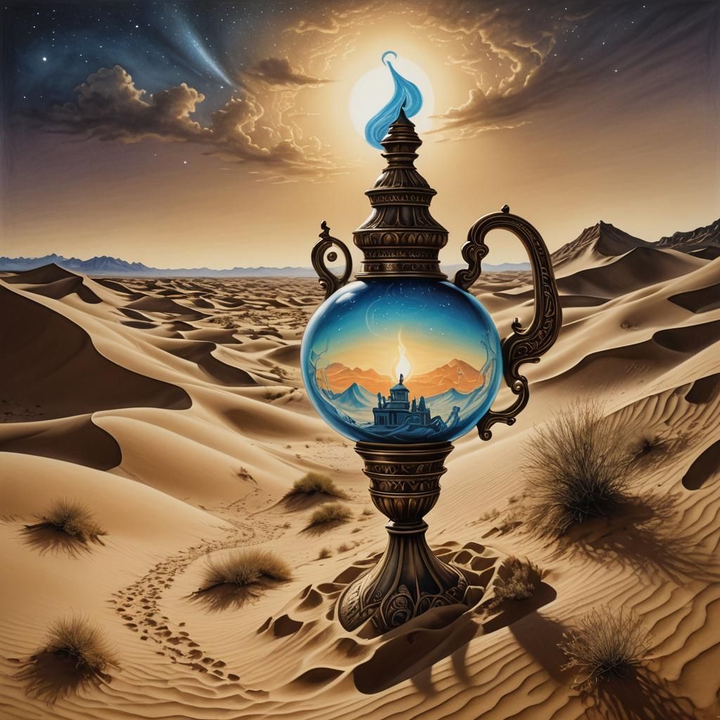 A lamp in the desert.