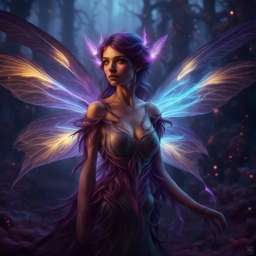 Bioluminescent Fairy in Dark Fantasy Art