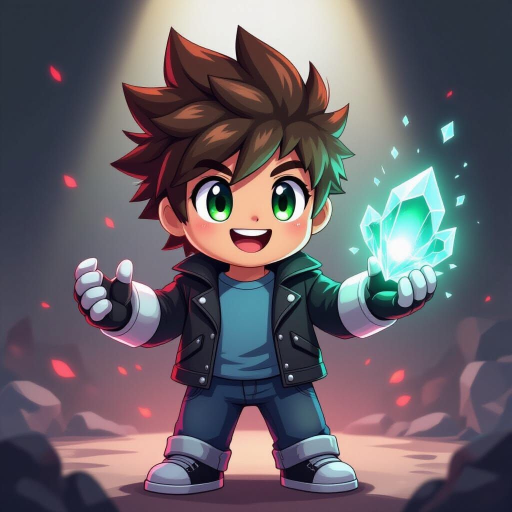 Roblox Noob Avatar with Crystal Claw, Anime Style