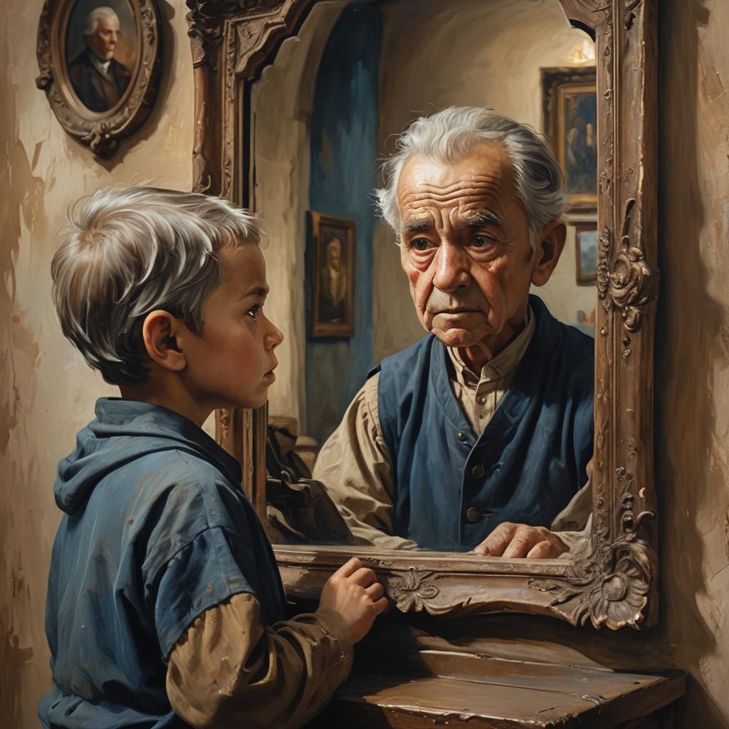 Child and Wise Reflection, Matte Painting