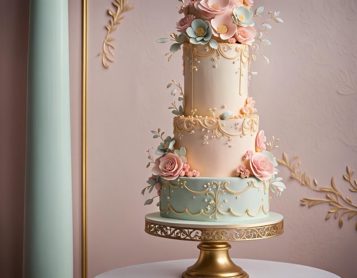 Elegant Cake Sculpture with Sugar Flowers