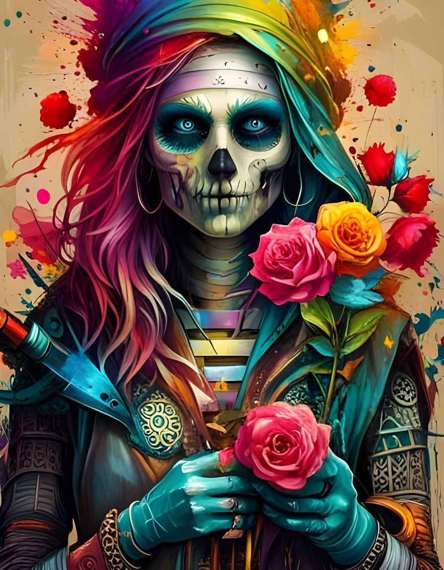 Whimsical Chibi Mummy with Pyramid Background