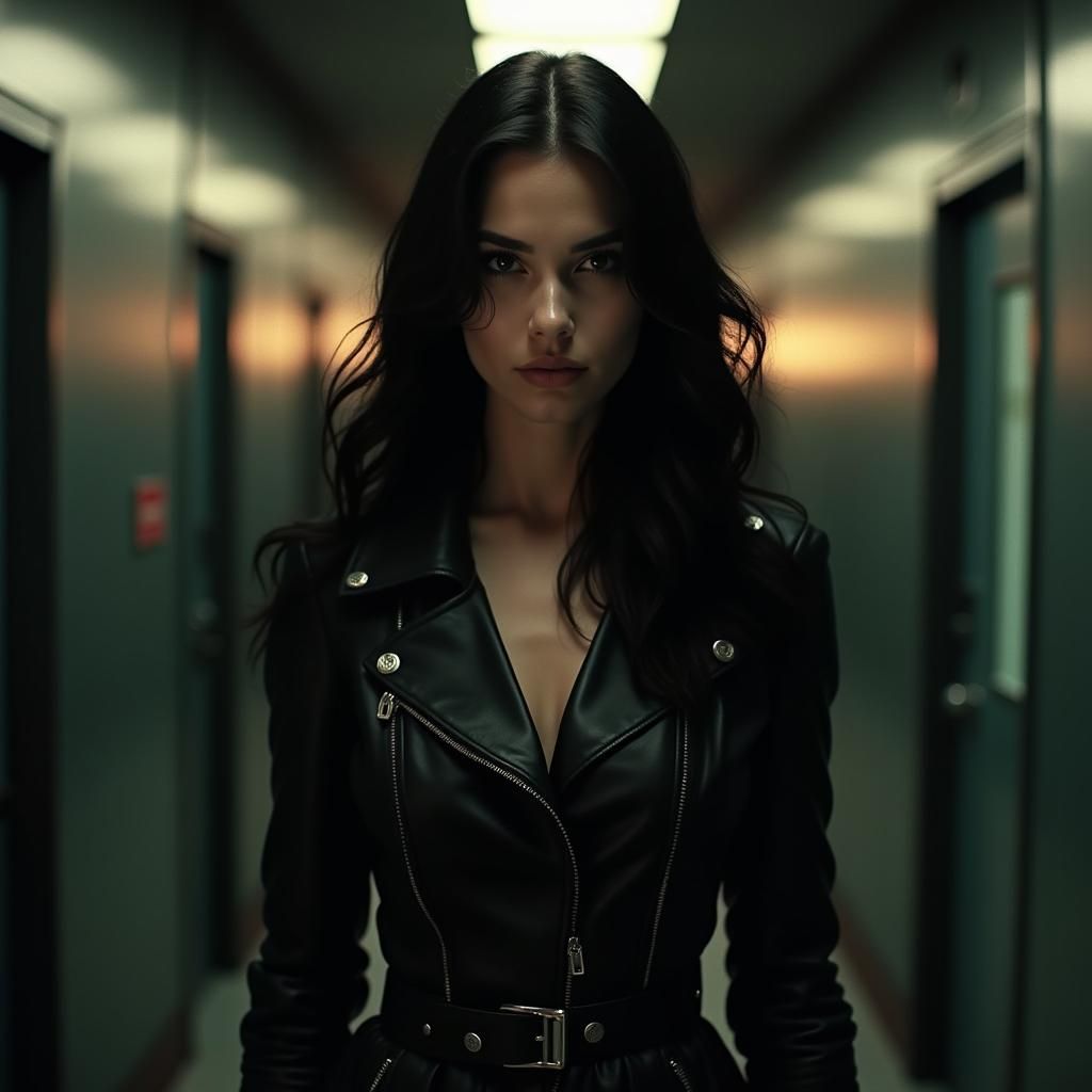 Woman in Leather: A Cinematic Film Noir Portrait