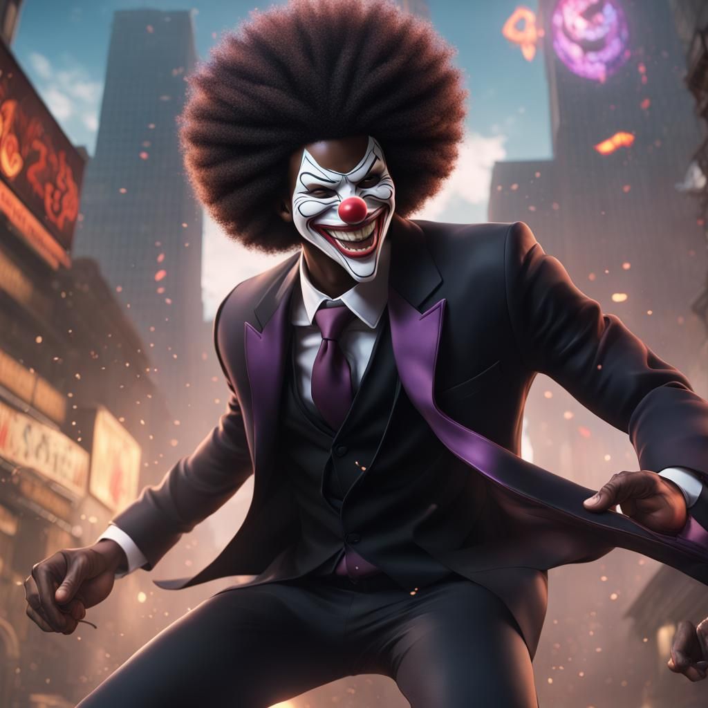 Anime Masked Hero Beats Joker: Fantasy Concept Art