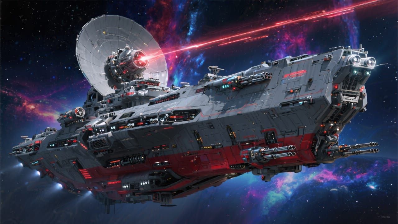 Futuristic Dreadnought Cruiser in Sci-Fi Style