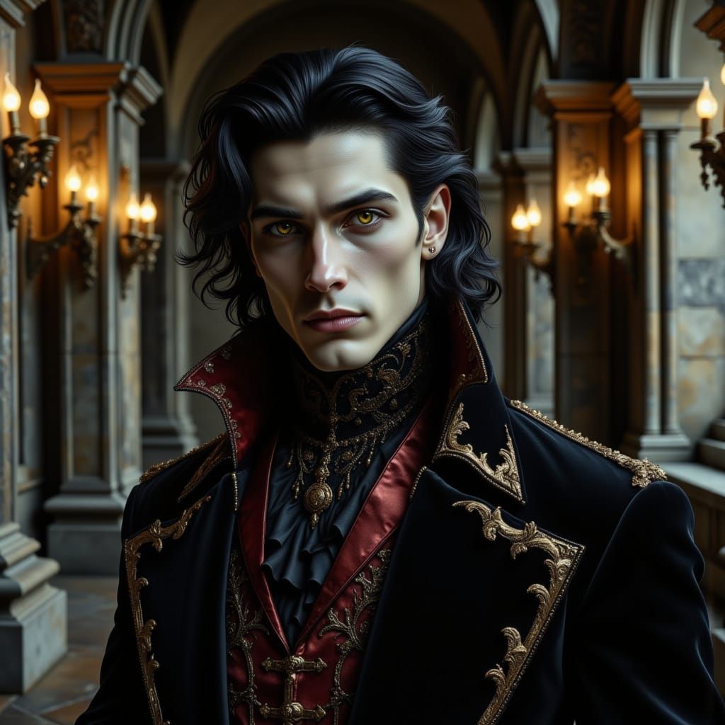Elegant Gothic Vampire in Baroque Attire