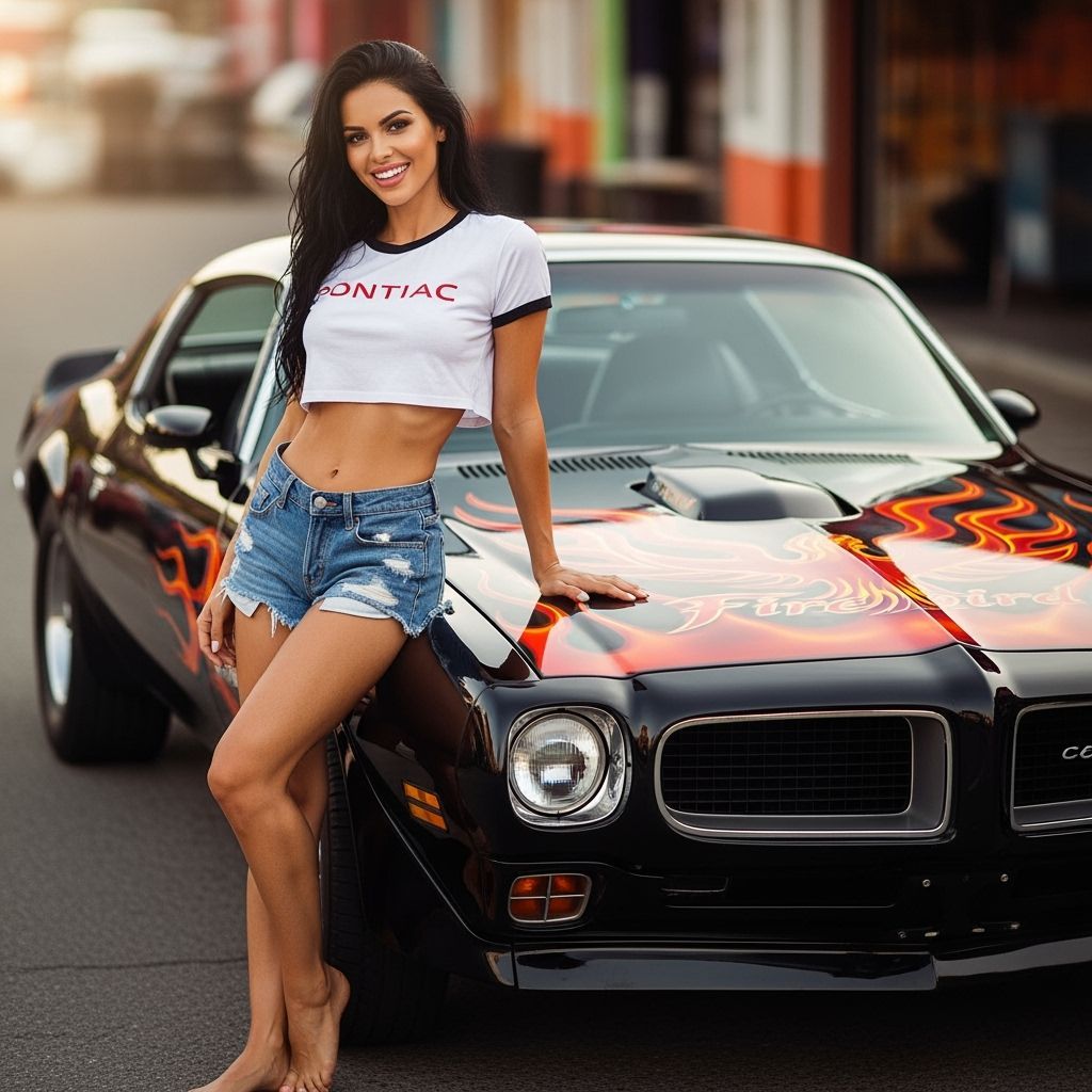 Woman and Restored 1976 Pontiac Firebird