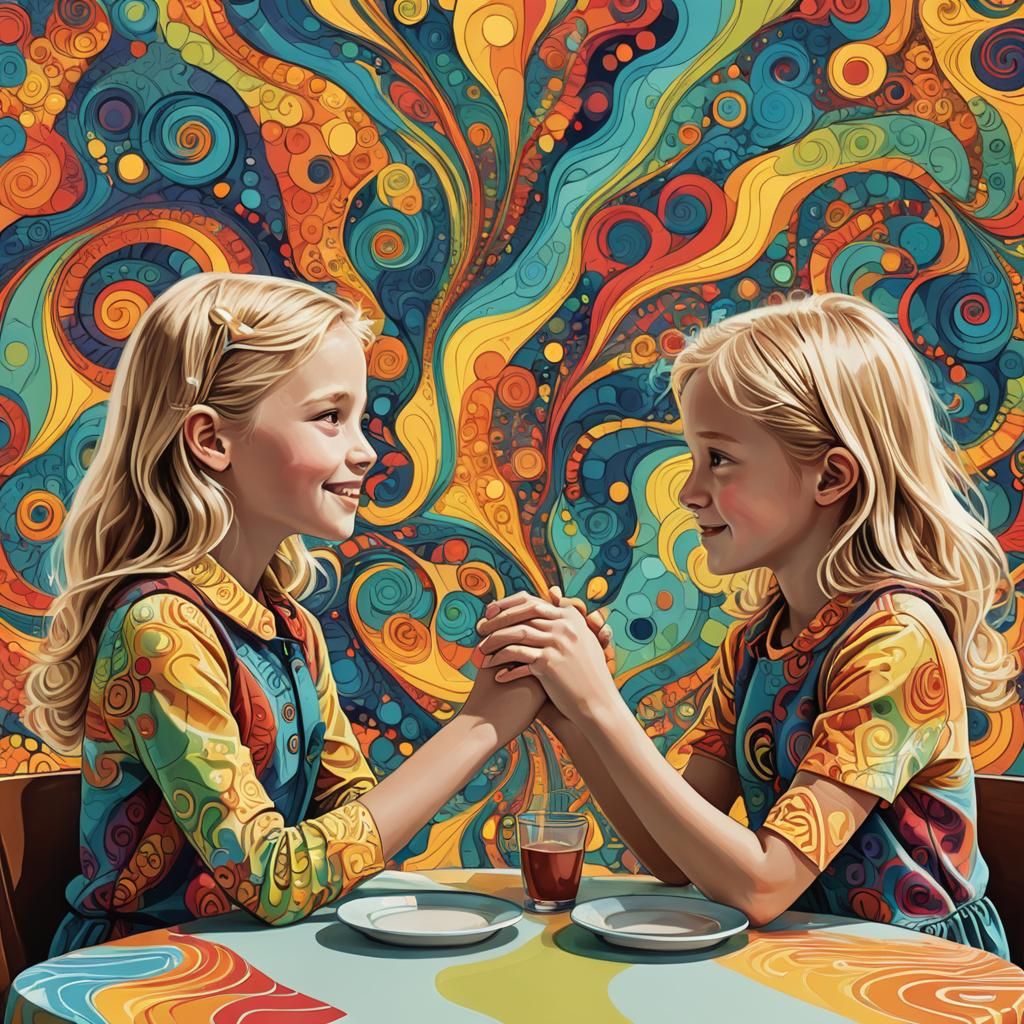 Blonde Twins Share a Secret Moment of Joy