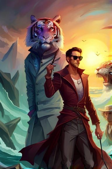 Atlantic King with Jeweled Crown in Steelpunk Ghibli Style