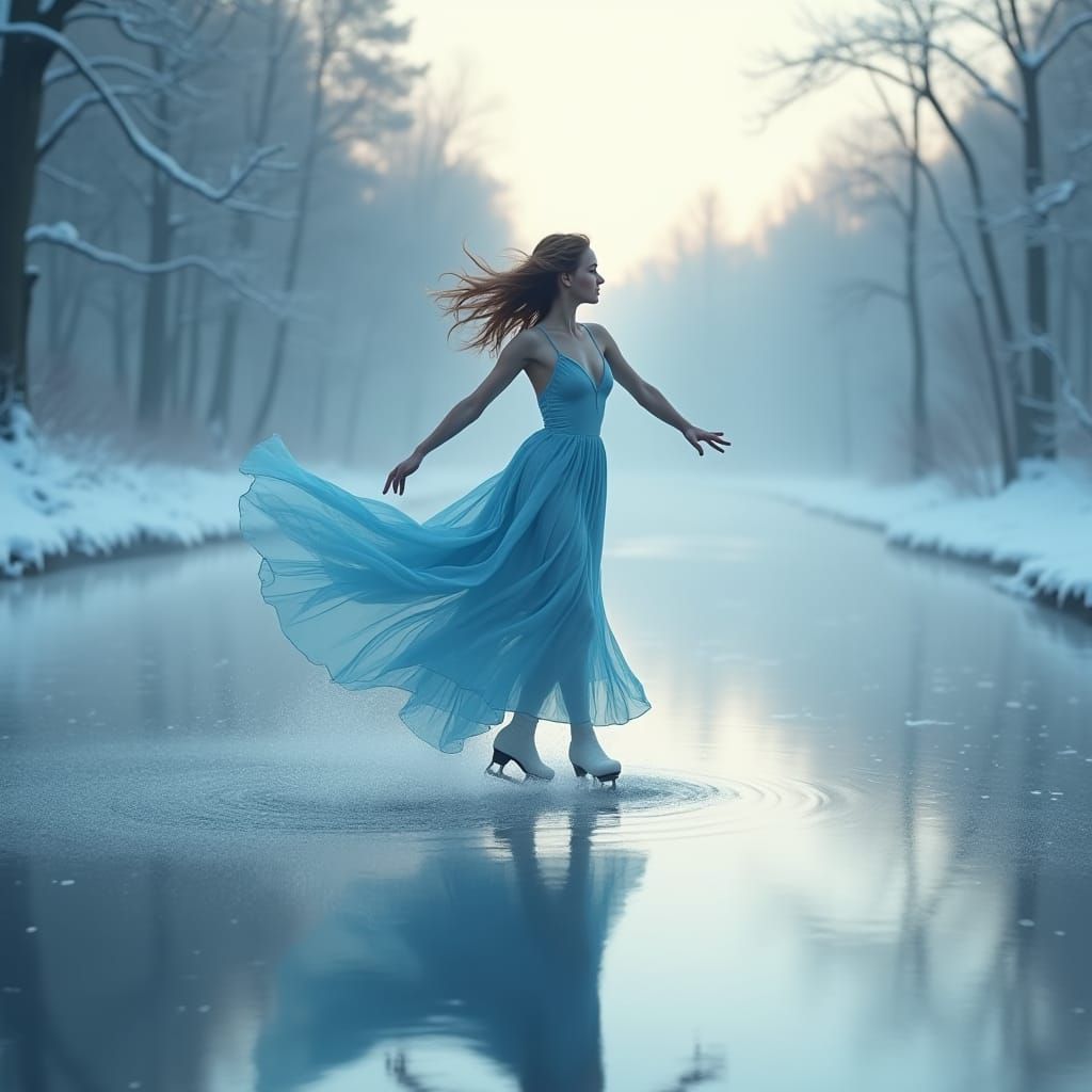 Icy Dance: Figure Skater in Winter Wonderland