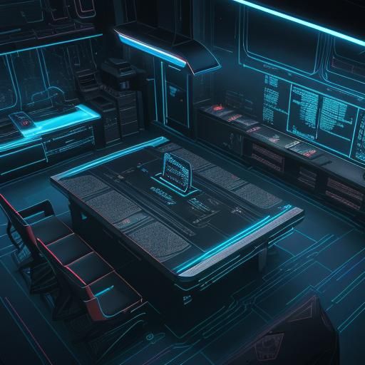 Futuristic Blueprint Concept Art in Sci-Fi Lab