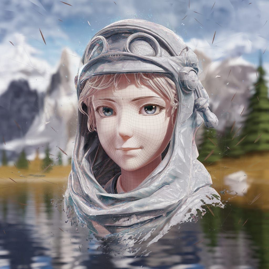 Anime Portrait of Amelia Earhart in 3D