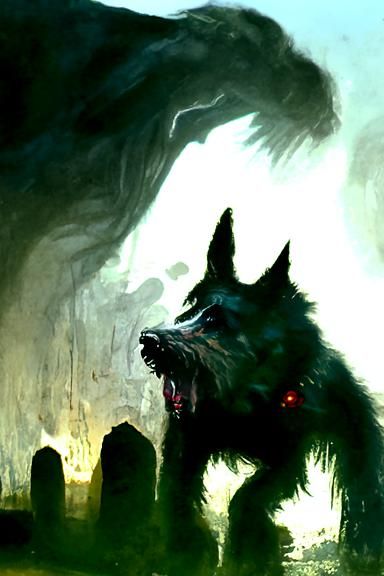 Dog Howling at Moon in Fantasy Art Style
