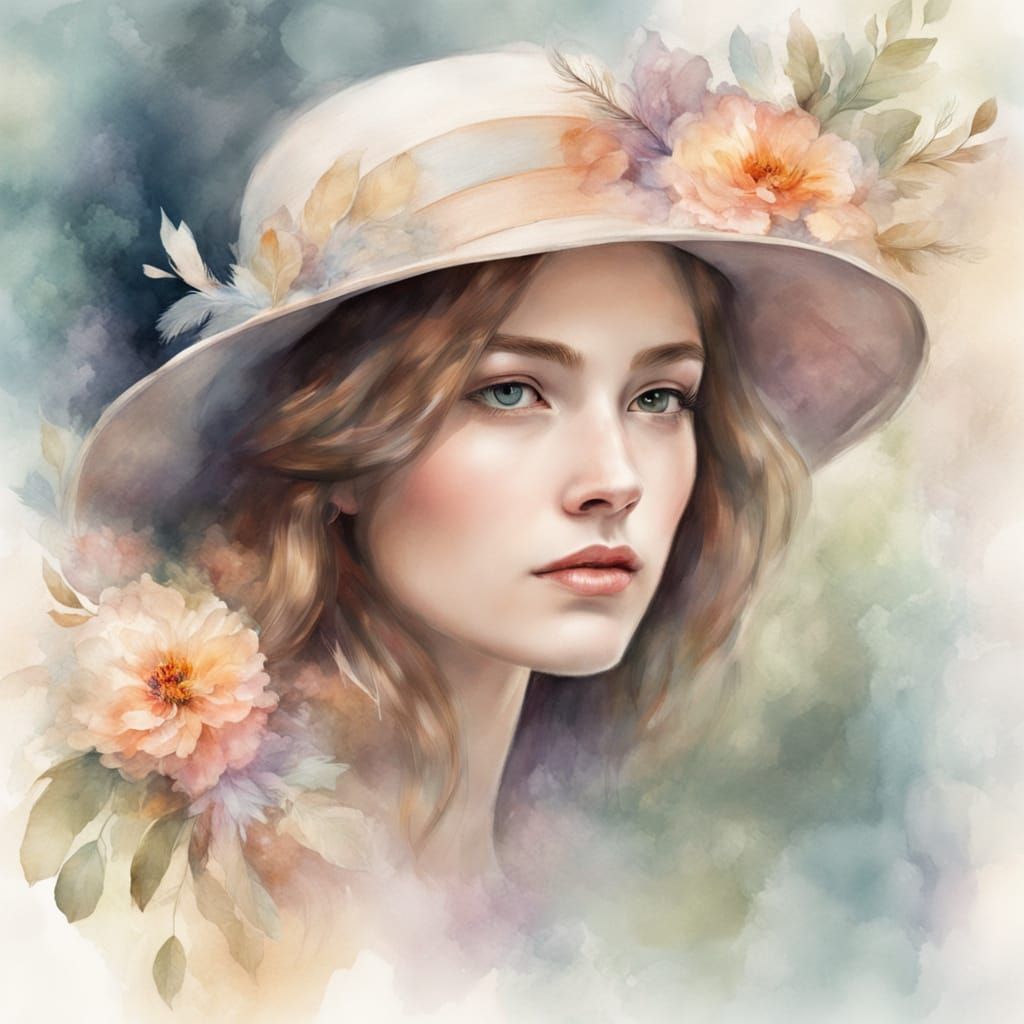 Young Lady in Elegant Garden Hat