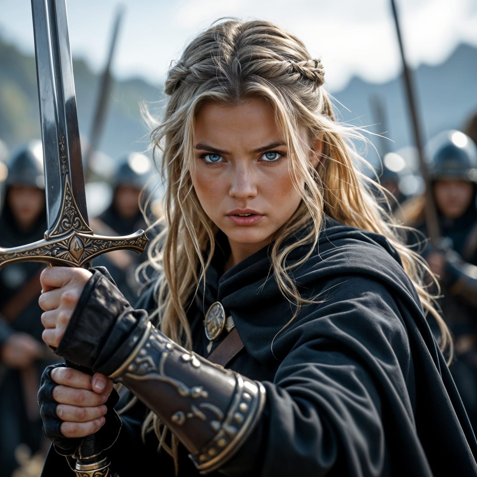 Photorealistic Teen Warrior in Battle