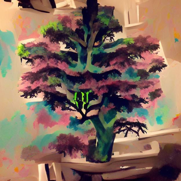 Vibrant Tree Painting with Bold Colors