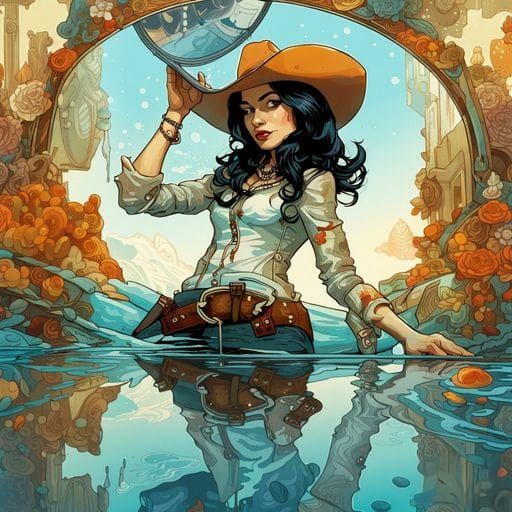 Cowgirl Water Reflection Portrait