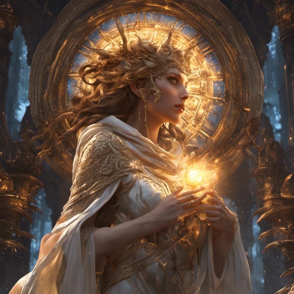 Goddess of Light in Dark Fantasy Style