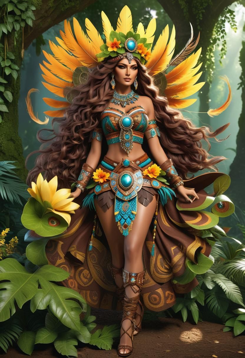 Aztec Witch in Celestial Floral Crown