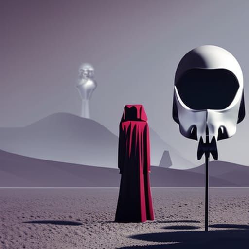 Androids with Skull Masks in Surreal Design