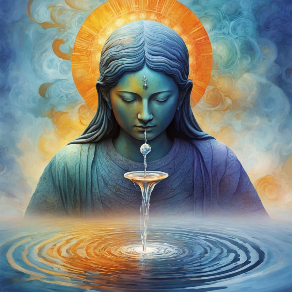 Dreamy Water Bearer in Vibrant Abstract Expressionism