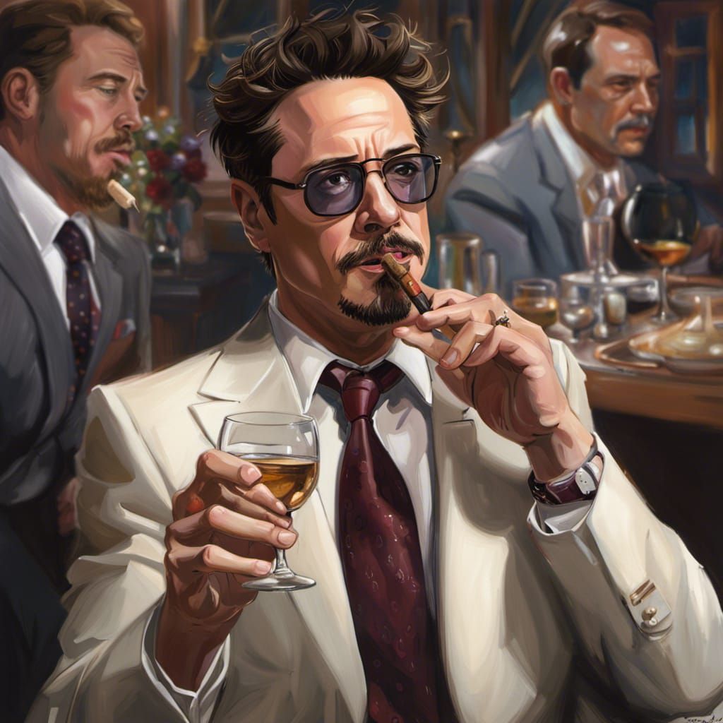 robert downey jumior in a suite
