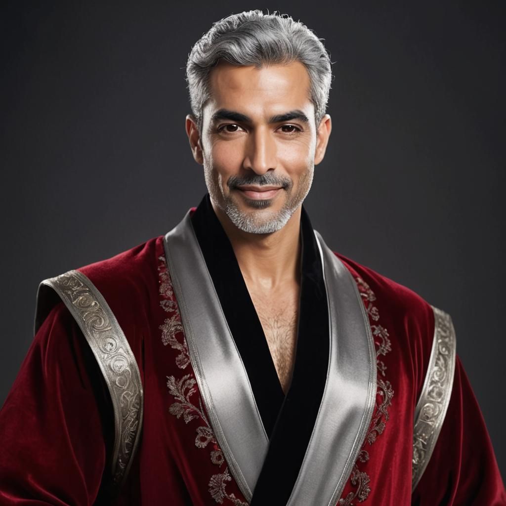 Attractive Man in Velvet Robe, Film Noir Portrait