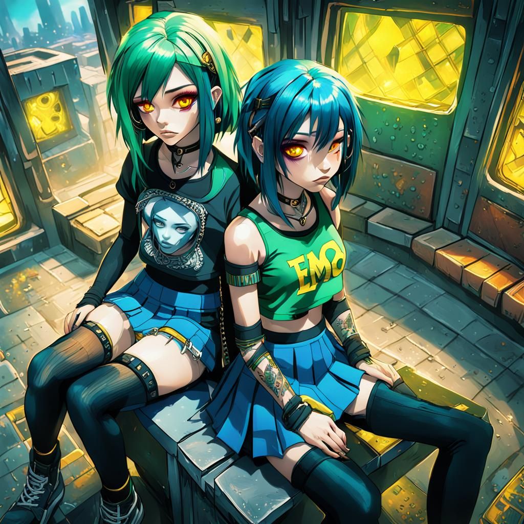 Emo Girls in Lap, Fantasy Concept Art