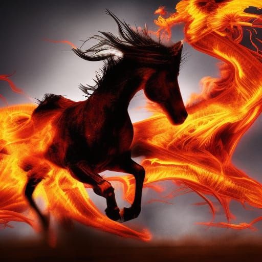 Fiery Horse Galloping in the Darkness