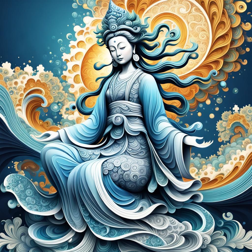 Abstract Quan Yin with Vector Fractals