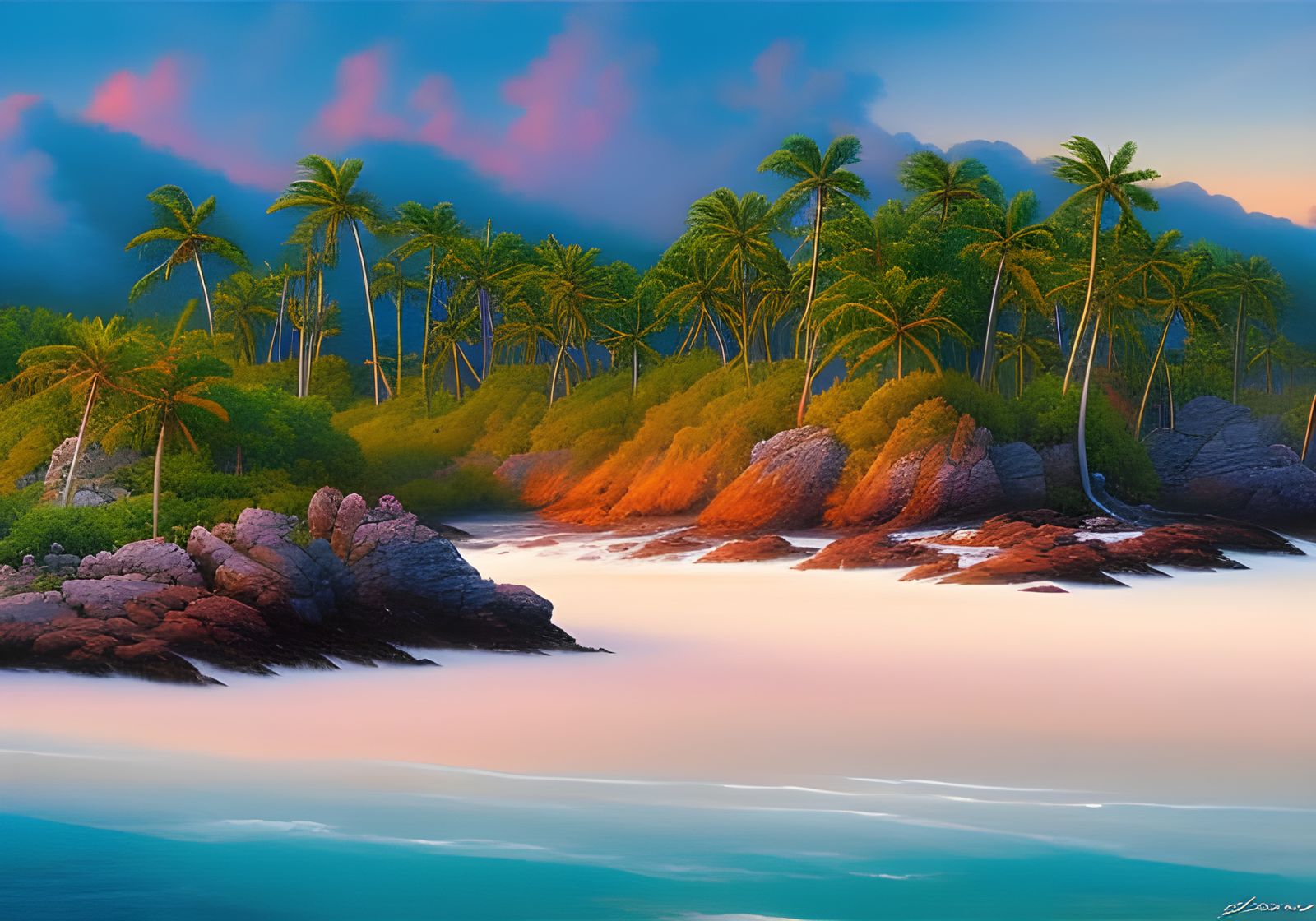 126 - Offshore View of a Secluded Cove on a Llush Tropical i...