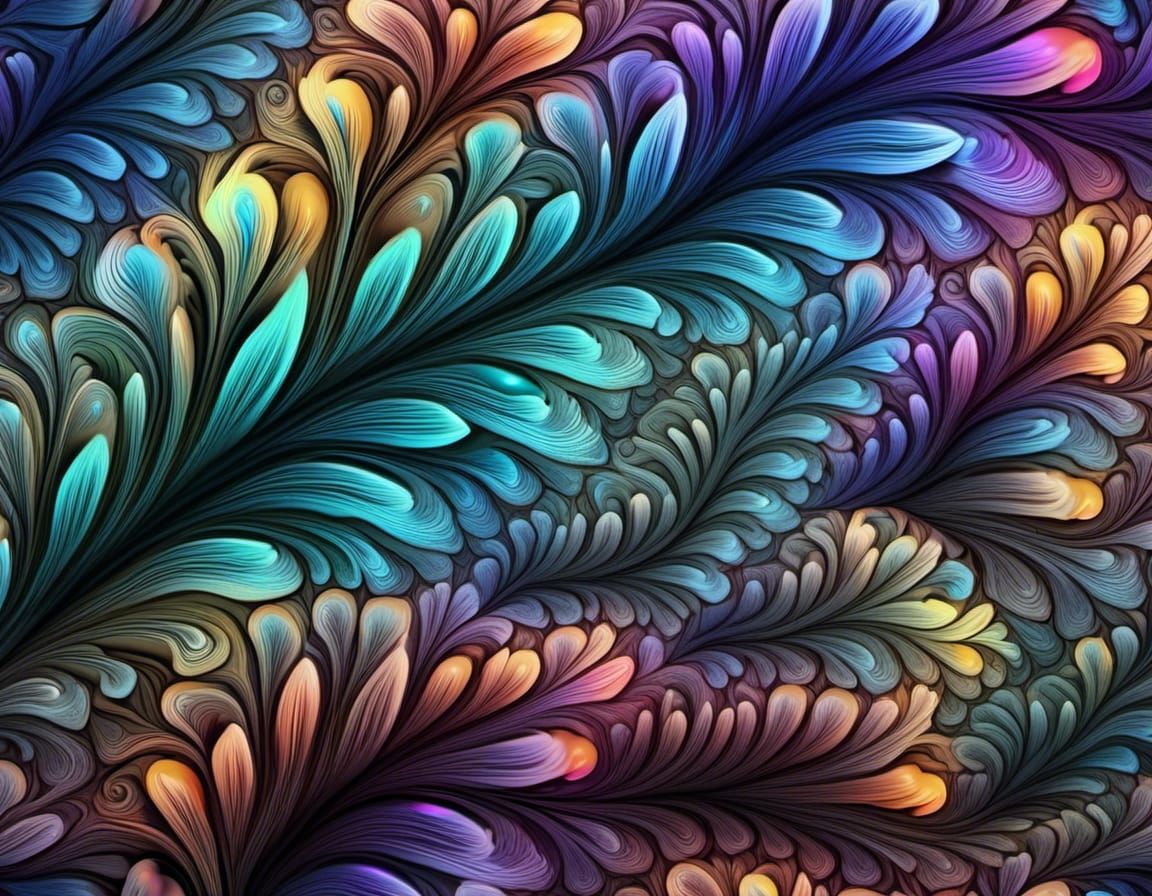 Vibrant Abstract Leaf in Fractal Geometry